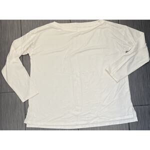 J JILL Womens Luxe Supima Cotton Boat Neck Tee Off White Long Sleeve Large